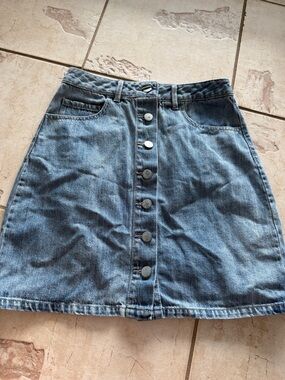 Simons Button-Front Denim Mini Skirt